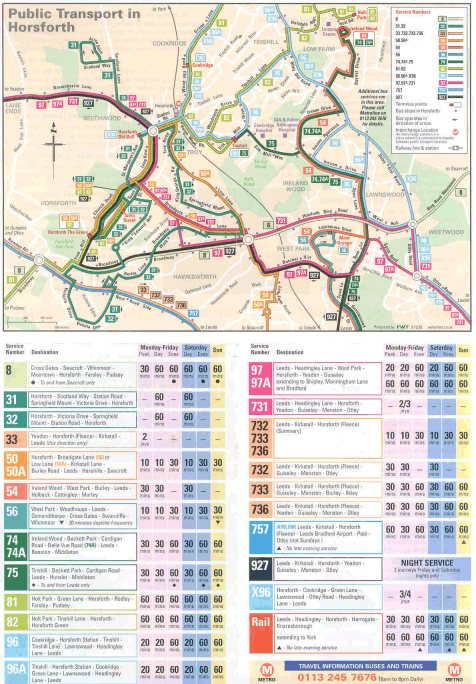 Map showing routes in Leeds