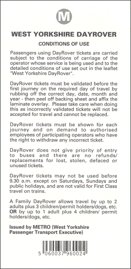 Back of dayrover ticket
