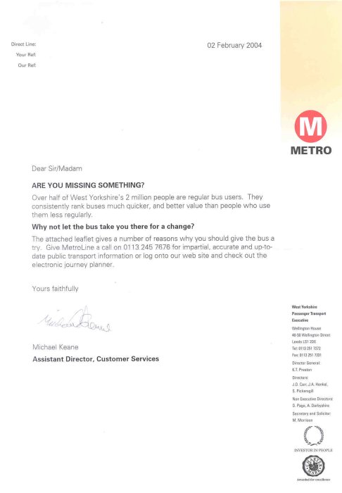 Letter from 2004 promotion that doesn't mention dayrover